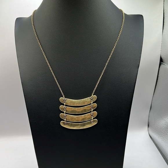 Hammered Bar Necklace Brass 32” Length. - Picture 1 of 8